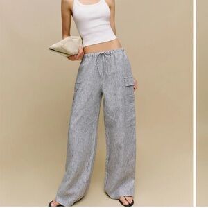 Reformation Ethan Linen Pant Ivory - Size L